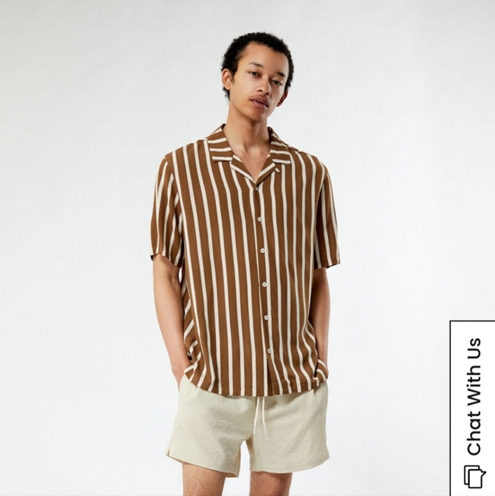 PacSun Brown Striped Camp Shirt Size M